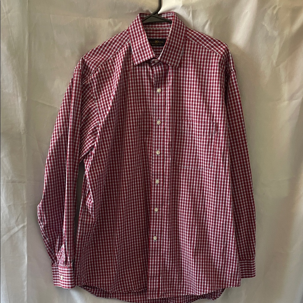 Men's Regular-Fit Gingham Dress Shirt Size 16 1/2 34/35